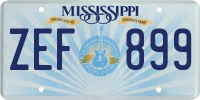 MS license plate ZEF899