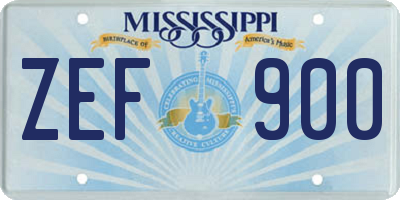 MS license plate ZEF900