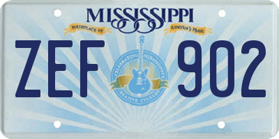 MS license plate ZEF902