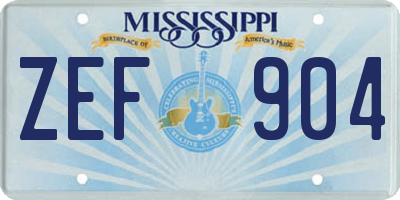 MS license plate ZEF904