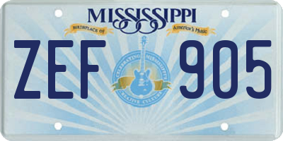 MS license plate ZEF905