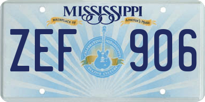 MS license plate ZEF906