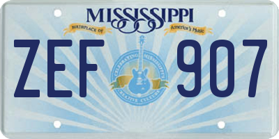 MS license plate ZEF907