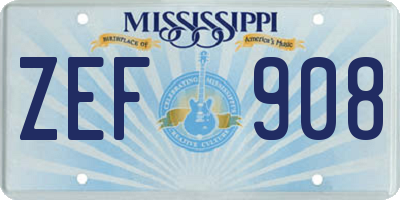 MS license plate ZEF908