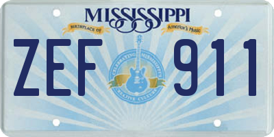 MS license plate ZEF911
