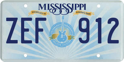 MS license plate ZEF912