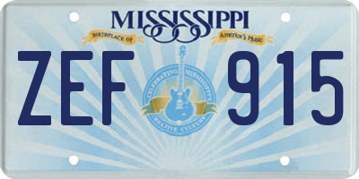 MS license plate ZEF915
