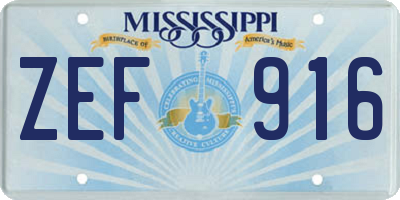 MS license plate ZEF916