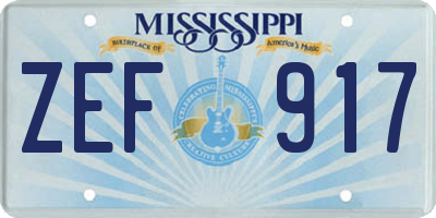MS license plate ZEF917