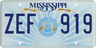 MS license plate ZEF919