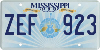 MS license plate ZEF923