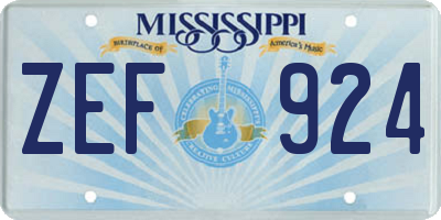 MS license plate ZEF924