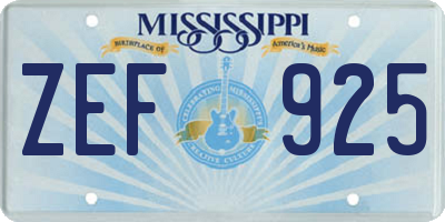 MS license plate ZEF925