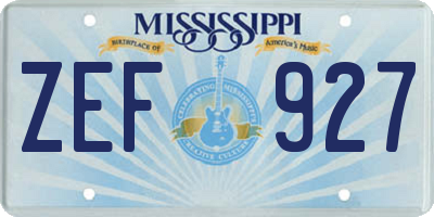 MS license plate ZEF927