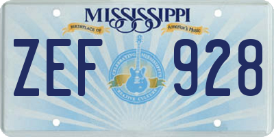 MS license plate ZEF928