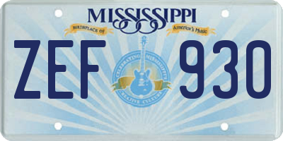 MS license plate ZEF930