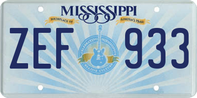 MS license plate ZEF933