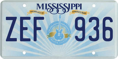 MS license plate ZEF936