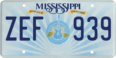 MS license plate ZEF939