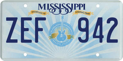 MS license plate ZEF942
