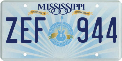 MS license plate ZEF944