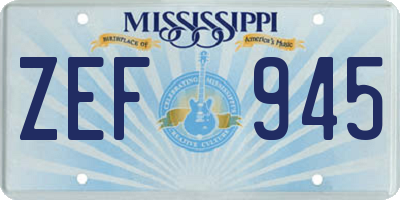 MS license plate ZEF945