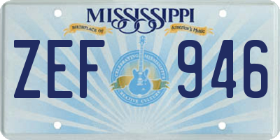 MS license plate ZEF946