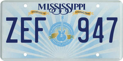 MS license plate ZEF947