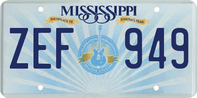 MS license plate ZEF949