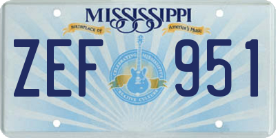 MS license plate ZEF951