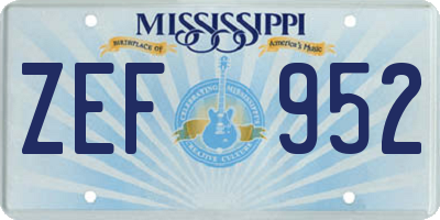 MS license plate ZEF952