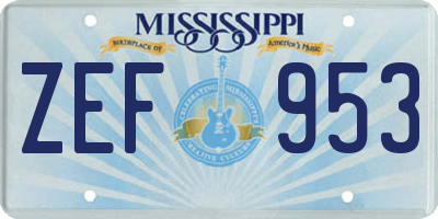 MS license plate ZEF953