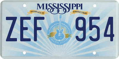 MS license plate ZEF954