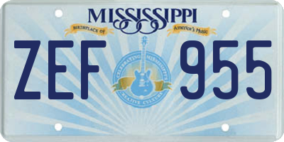 MS license plate ZEF955