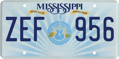 MS license plate ZEF956