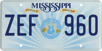 MS license plate ZEF960