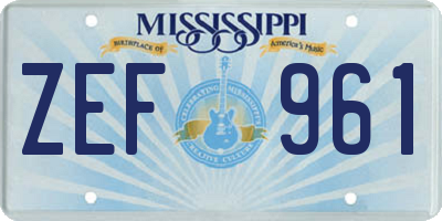 MS license plate ZEF961
