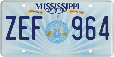 MS license plate ZEF964