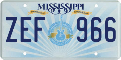 MS license plate ZEF966