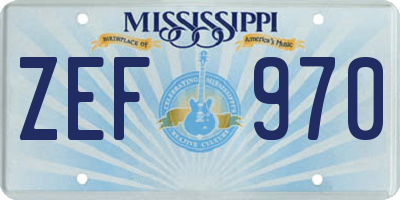 MS license plate ZEF970