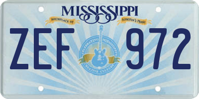 MS license plate ZEF972