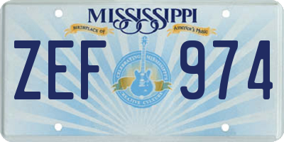 MS license plate ZEF974