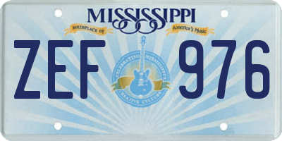 MS license plate ZEF976