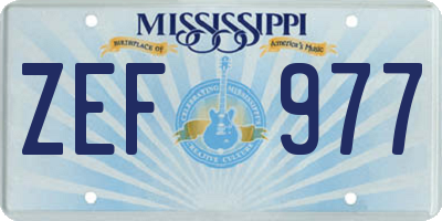 MS license plate ZEF977