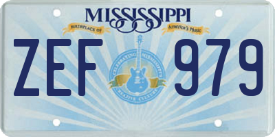 MS license plate ZEF979