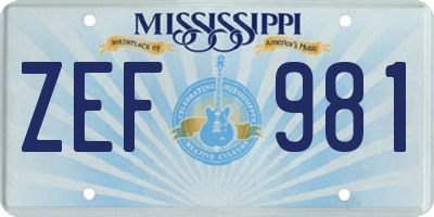 MS license plate ZEF981