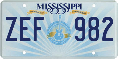 MS license plate ZEF982