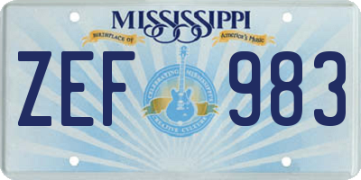 MS license plate ZEF983