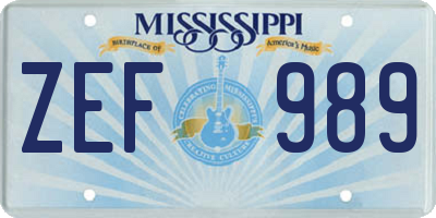 MS license plate ZEF989
