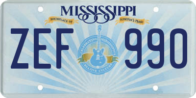 MS license plate ZEF990